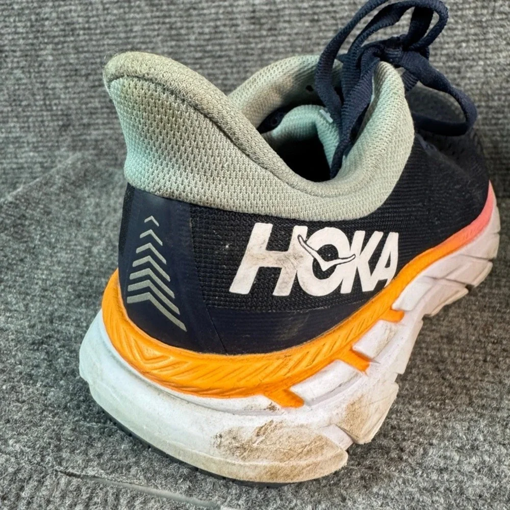 Hoka One One Clifton 7 Navy Blue Orange Pink Running Shoes Women's 5.5